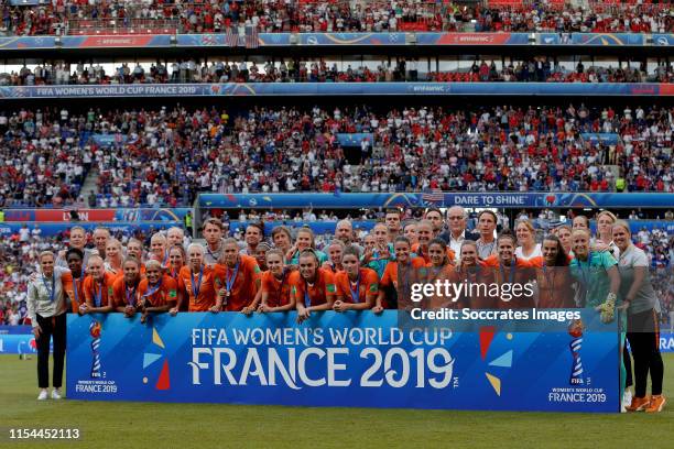 Coach Sarina Wiegman of Holland Women, assistant trainer Arjan Veurink of Holland Women, assistant Niels de Vries of Holland Women, Liza van der Most...