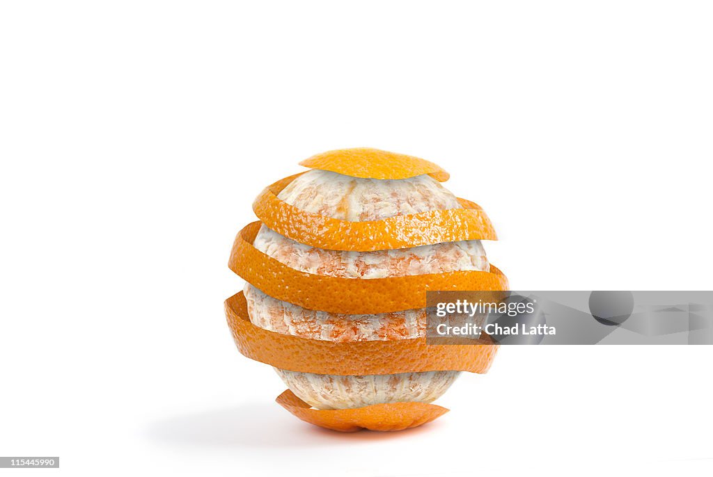 Orange with peel swirled around it