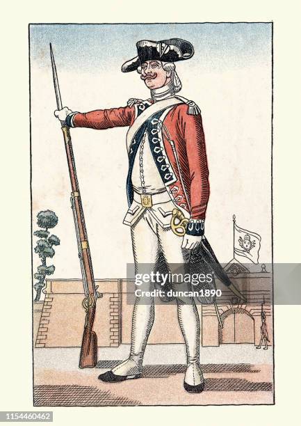 french soldier, swiss guards, gardes suisses, late 18th century - bayonets stock illustrations