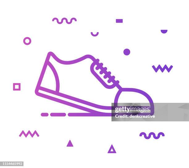 running line style icon design - shoes stock illustrations