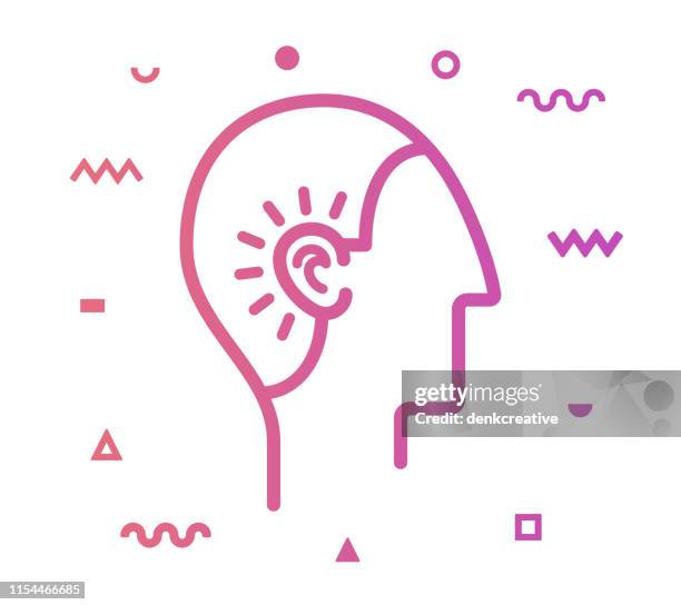 listening line style icon design - in ear headphones stock-grafiken, -clipart, -cartoons und -symbole