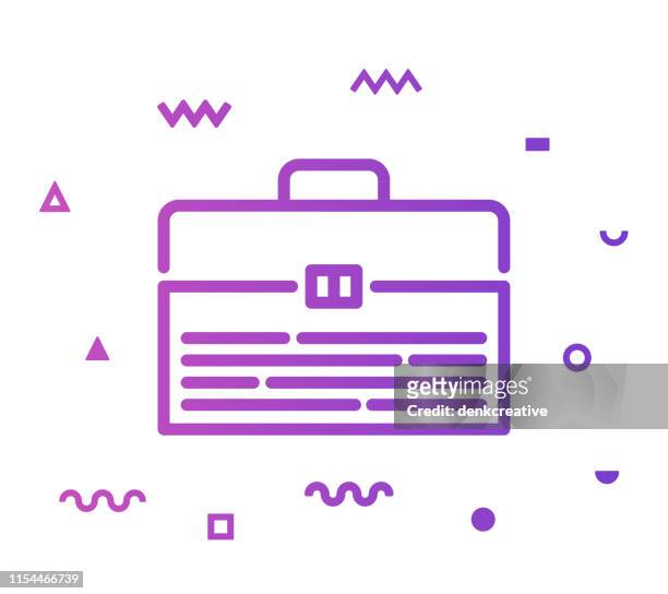 toolbox line style icon design - open suitcase stock illustrations