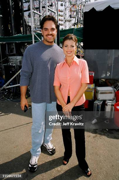 Mike Piazza And Tiffani Amber Thiessen At The 1997 Nickelodeon Big Help-A-Thon at The Santa Monica Pier on October 19, 1997 in Santa Monica, CA.
