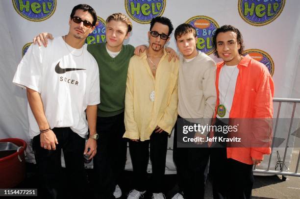 Backstreet Boys Attend The 1997 Nickelodeon Big Help-A-Thon at The Santa Monica Pier on October 19, 1997 in Santa Monica, CA.