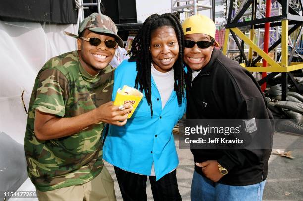 Whoopi Goldberg, Kel Mitchell, And Kenan Thompson Attend The 1997 Nickelodeon Big Help-A-Thon at The Santa Monica Pier on October 19, 1997 in Santa...