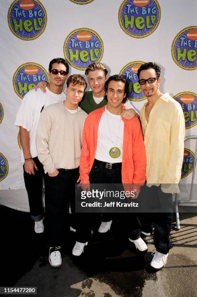 Backstreet Boys Attend The 1997 Nickelodeon Big Help-A-Thon at The Santa Monica Pier on October 19, 1997 in Santa Monica, CA.