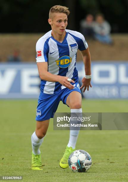 Palko Dardai of Berlin runs with the ball during the pre-season friendly match between Hertha BSC and Eintracht Braunschweig on July 7, 2019 in...