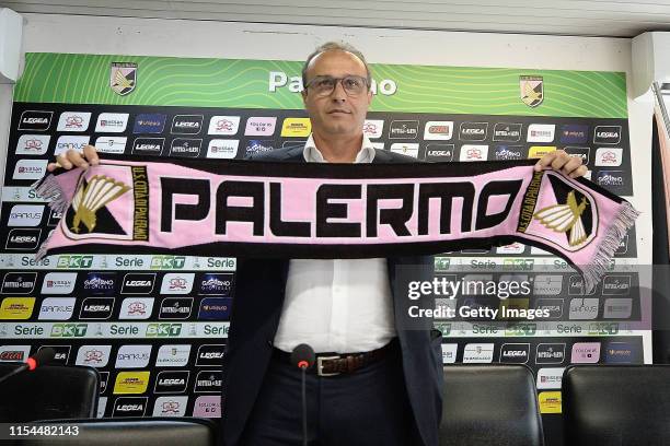 Pasquale Marino poses during his presentation as new Head Coach of US Citta' di Palermo at Renzo Barbera Stadium on June 07, 2019 in Palermo, Italy.