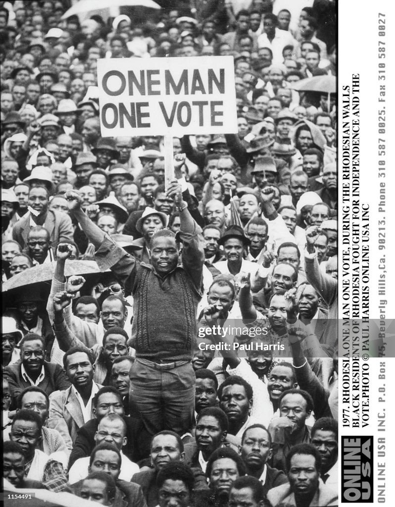 Rhodesian Man Found In 1977. RHODESIA, A BATLE CRY OF RHODESIAN PEOPLE, ONE MAN ONE VOTE Photo ...