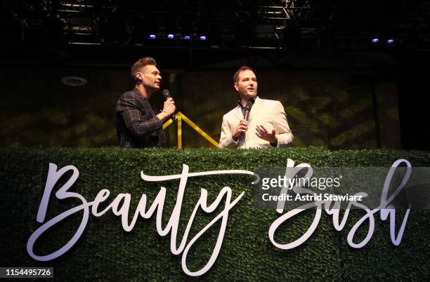 Ryan Seacrest and QVC's Rob Robillard speak on stage as QVC presents Beauty Bash at The Fillmore Philadelphia on June 07, 2019 in Philadelphia,...