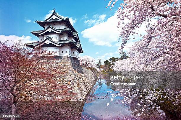hirosaki castle - japan stock pictures, royalty-free photos & images