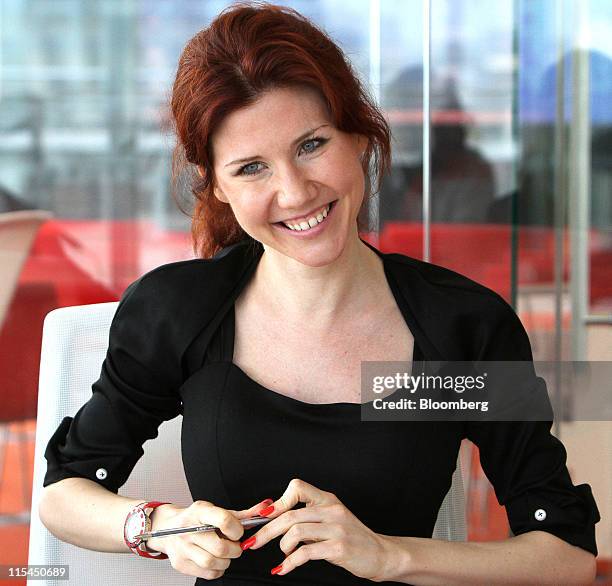 Anna Chapman, the former Russian spy, reacts during an interview at an office in Moscow, Russia, on Friday, June 3, 2011. "I've always been...