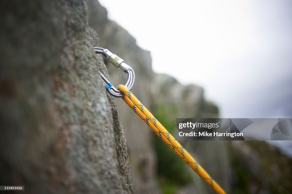 Carabiner Secured In Rock Surface