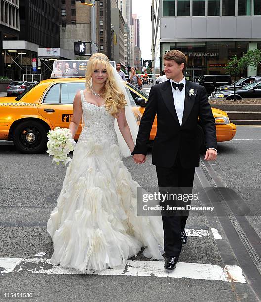 Andrea Catsimatidis and Christopher Nixon Cox arrive at The Waldorf-Astoria for their wedding reception after being married on June 4, 2011 in New...