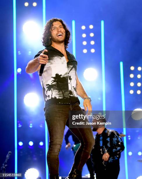 Dan Smyers of Dan + Shay performs on stage during day 2 for the 2019 CMA Music Festival on June 07, 2019 in Nashville, Tennessee.