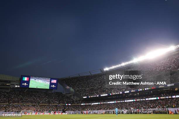 General view of Soldier Field home stadium of the Chicago Bears and the Chicago Fire during the 2019 CONCACAF Gold Cup Final between Mexico and...