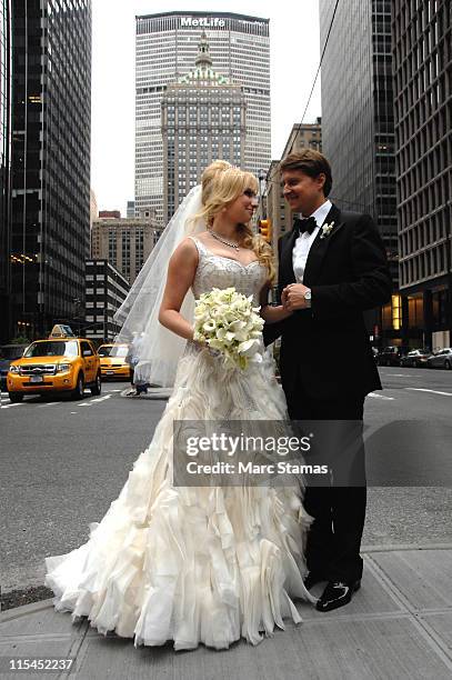 Andrea Catsimatidis and Christopher Nixon Cox pose outside The Waldorf-Astoria on June 4, 2011 in New York City.