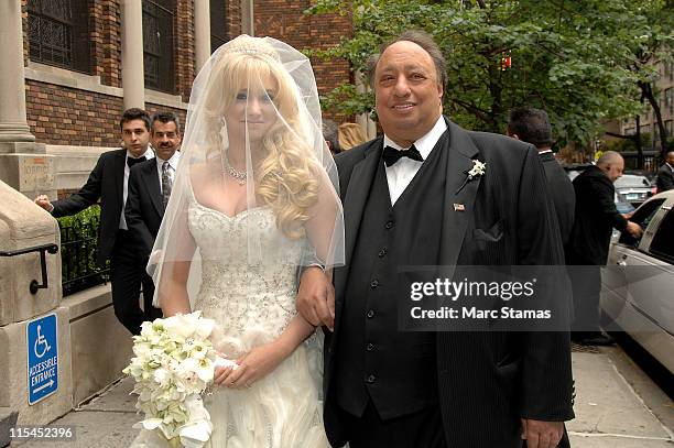 Andrea Catsimatidis and John Catsimatidis attends the wedding of Andrea Catsimatidis and Christopher Nixon Cox at the Greek Orthodox Cathedral Of The...
