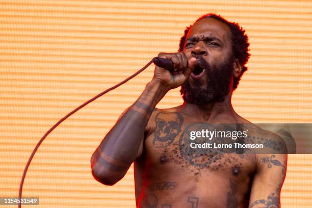 Ride of Death Grips performs onstage during Field Day Festival 2019 at Meridian Water on June 07, 2019 in London, England.