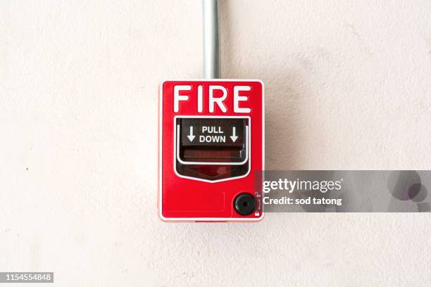 fire alarm next to the walkway around the office building - spoil system stock pictures, royalty-free photos & images