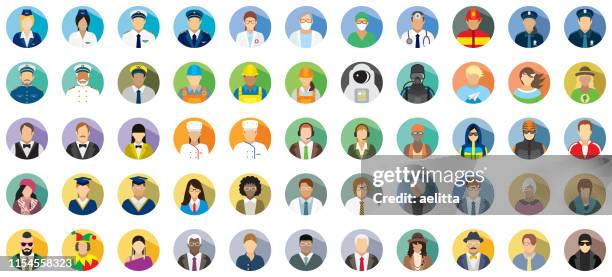 ilustrações de stock, clip art, desenhos animados e ícones de people icon set - different professions. - avatar