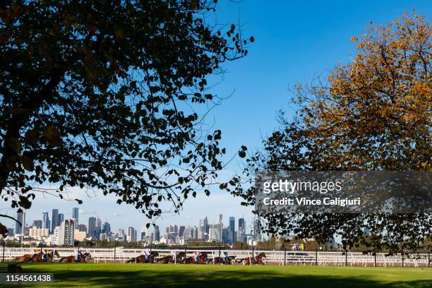 General view of Race 6, TAB/ATA Celebrates Women Trainers Handicap during Melbourne Racing at Flemington Racecourse on June 08, 2019 in Melbourne,...