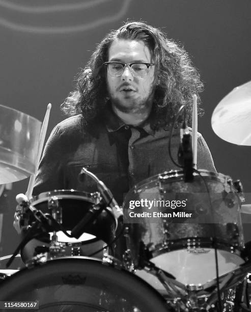 Drummer Robert "Bob" Hall of Catfish and the Bottlemen performs during X107.5's "Our Big Concert" at The Chelsea at The Cosmopolitan of Las Vegas on...