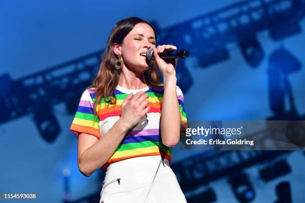 Jillian Jacqueline performs at Ascend Amphitheater during 2019 CMA Music Festival on June 07, 2019 in Nashville, Tennessee.