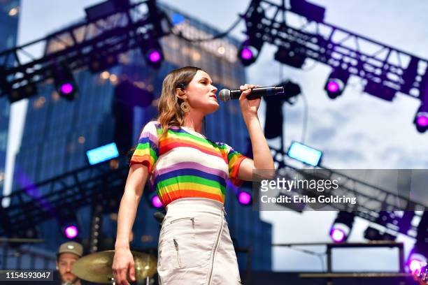 Jillian Jacqueline performs at Ascend Amphitheater during 2019 CMA Music Festival on June 07, 2019 in Nashville, Tennessee.