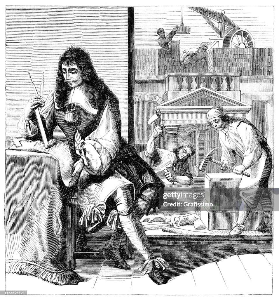 Architect at construction site 16th century Paris France