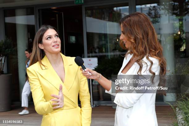 Miss France and Miss Universe 2016 Iris Mittenaere and Miss France 2010 Malika Menard, who presents the web show "e-Mag 360 VR" attend the 2019...