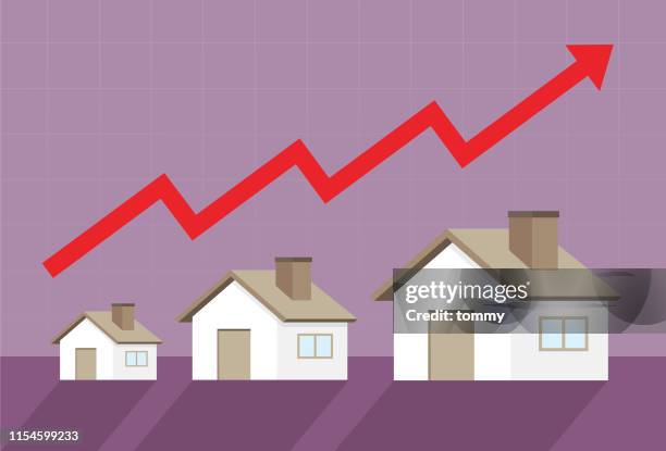 ilustrações de stock, clip art, desenhos animados e ícones de home prices go up - house price