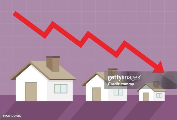 home prices go down - price drop stock illustrations