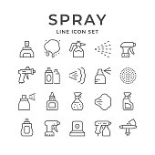 Set line icons of spray