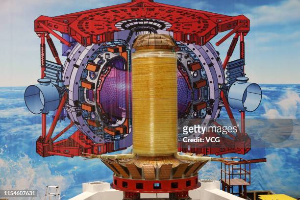 The toroidal field coil is seen at the construction site of China's nuclear fusion device 'HL-2M' tokamak, nicknamed the 'Artificial Sun', at the...