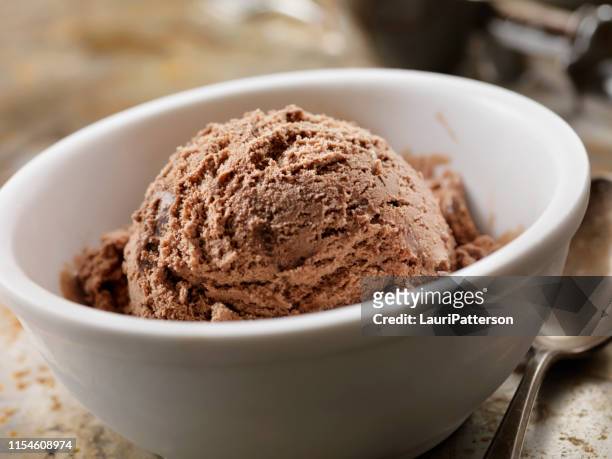 chocolade-ijs - ice cream bowl stockfoto's en -beelden