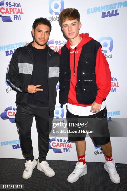 Jonas Blue and Hrvy attend the Capital FM Summertime Ball at Wembley Stadium on June 08, 2019 in London, England.