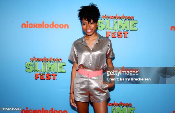 Riele Downs attends Nickelodeon's Second Annual SlimeFest at Huntington Bank Pavilion on June 08, 2019 in Chicago, Illinois.