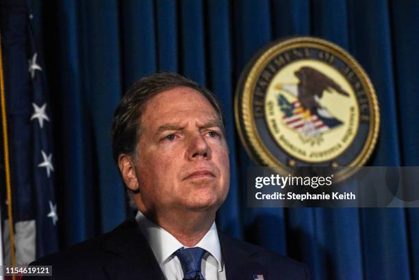 Attorney for the Southern District of New York Geoffrey Berman announces charges against Jeffery Epstein on July 8, 2019 in New York City. Epstein...