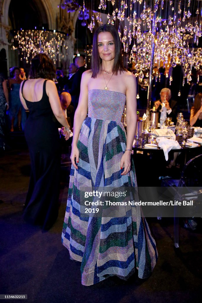 Katie Holmes attends the LIFE+ Solidarity Gala prior to the Life Ball