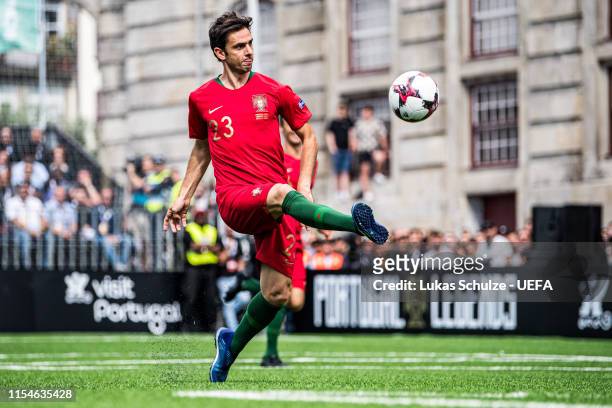 Helder Postiga of Portugal controls the ball during the match between the Portugal Legends and the UEFA Legends at Largo Amor de Perdicao ahead of...