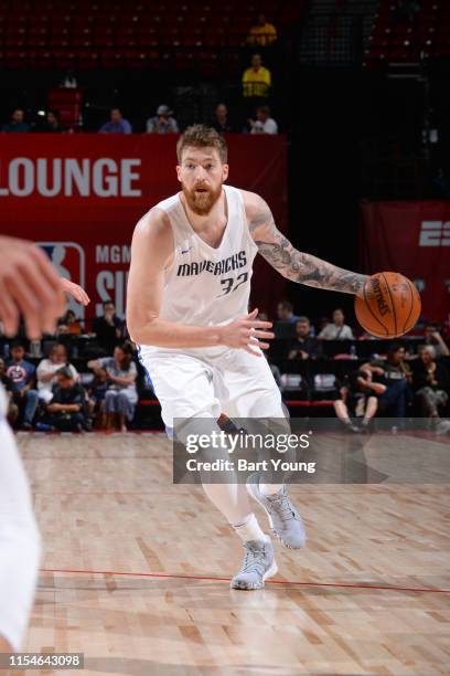 Shayne Whittington of the Dallas Mavericks handles the ball against the Sacramento Kings on July 8, 2019 at the Thomas & Mack Center in Las Vegas,...