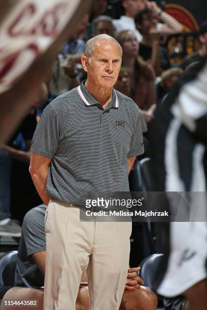 Head Coach John Beilein of the the Cleveland Cavaliers remains focused during the game against the San Antonio Spurs on July 1, 2019 at...