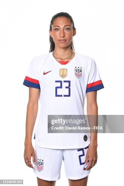 Christen Press of the USA poses for a portrait during the official FIFA Women's World Cup 2019 portrait session at Best Western Premier Hotel de la...