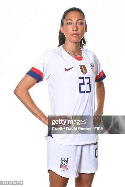 Christen Press of the USA poses for a portrait during the official FIFA Women's World Cup 2019 portrait session at Best Western Premier Hotel de la...