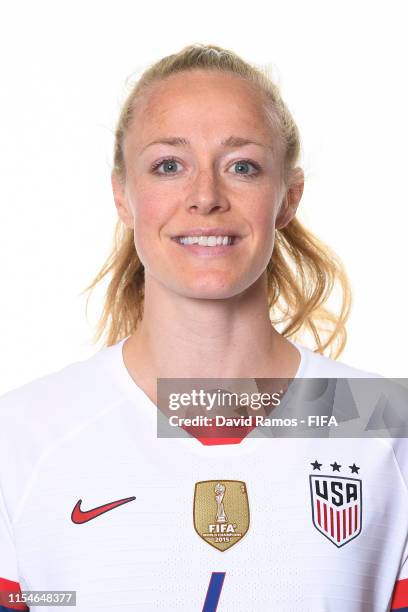 Becky Sauerbrunn of the USA poses for a portrait during the official FIFA Women's World Cup 2019 portrait session at Best Western Premier Hotel de la...