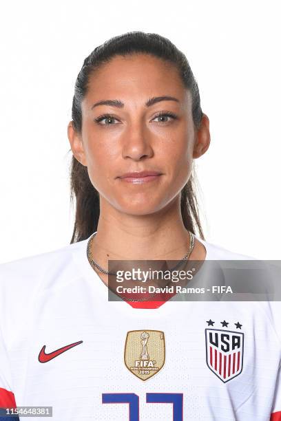 Christen Press of the USA poses for a portrait during the official FIFA Women's World Cup 2019 portrait session at Best Western Premier Hotel de la...