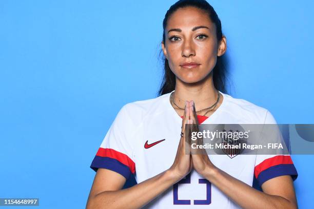 Christen Press of the USA poses for a portrait during the official FIFA Women's World Cup 2019 portrait session at Best Western Premier Hotel de la...