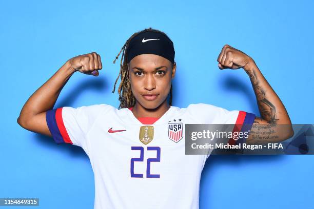 Jessica McDonald of the USA poses for a portrait during the official FIFA Women's World Cup 2019 portrait session at Best Western Premier Hotel de la...