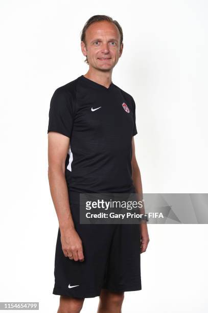 Kenneth Heiner-Moller, Head Coach of Canada poses for a portrait during the official FIFA Women's World Cup 2019 portrait session at Courtyard by...